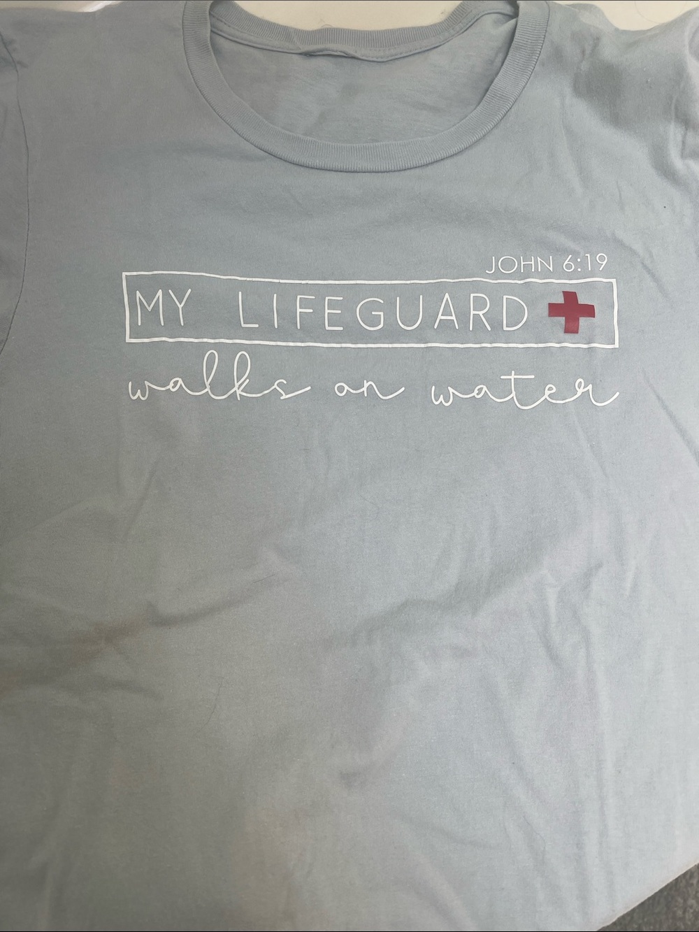 Light Blue 'My Lifeguard Walks on Water' Graphic Tee
